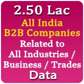 2.50 Lac All India B2B Companies - Related to All Industry / Business / Trade Data - In Excel Format