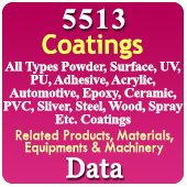 5513 Companies - Coatings Related Products, Materials, Equipments & Machinery Data (Powder, Surface, UV, PU, Adhesive, Acrylic, Automotive, Epoxy, Ceramic, PVC, Silver, Steel, Wood, Spray Etc. Coatings) - In Excel Format