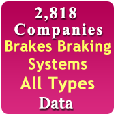 2,818 Companies - Brakes, Braking Systems, Piston, Clutch, Fuel Injection,  Radiators, Steering, Suspension, Exhaust Systems Etc. All Types - All India Data - In Excel Format