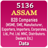 5136 ASSAM B2B Companies (MSME, SME, Manufacturers, Exporters, Importers, Corporates, Ltd., Pvt. Ltd., MNC, Distributors, Dealers Etc.) Data - In Excel Format