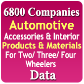 6800 Companies - Automotive Accessories & Interior Products & Materials For Two / Three / Four Wheelers Data - In Excel Format