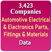 3,423 Companies - Automotive Electrical & Electronics Part, Fittings & Materials (Speedometer, Motors, Control Module & System, Auto Cable, Wiring Harness, Meter Fuses, Relays, Switches, Battery, Ignition System & Parts, Armatures, Starters, Alternators, Spark Plug, Ignition Coil, Connectors, Sensors) Etc. Data - In Excel Format