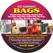 1572 Companies - BAGS (Designer Bags, Hand Bags, Shopping Bags, Carry Bags, Fancy Bags, Leather Bags, Jute Bags, Canvas Bags, Non-Woven Bags Etc.) Data - In Excel Format