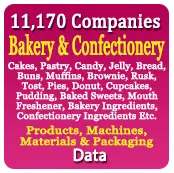11,170 Companies - Bakery & Confectionery (Cakes, Pastry, Candy, Jelly, Bread, Buns, Muffins, Brownie, Rusk, Tost, Pies, Donut, Cupcakes, Pudding, Baked Sweets, Mouth Freshener, Bakery Ingredients, Confectionery Ingredients Etc.) Products, Machines, Materials & Packaging Data - In Excel Format