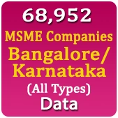 68,952 MSME Companies Bangalore / Karnataka (All Types) Data - In Excel Format