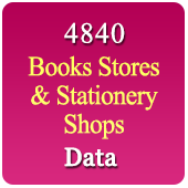 4840 All India Book Stores / Stationery Shops Data - In Excel Format