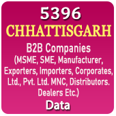 5396 CHHATTISGARH B2B Companies (MSME, SME, Manufacturers, Exporters, Importers, Corporates, Ltd., Pvt. Ltd., MNC, Distributors, Dealers Etc.) Data - In Excel Format