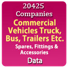 20425 Companies - Commercial Vehicles Truck, Bus, Trailers Etc. Spares, Fittings & Accessories Etc. (Silencer, Body Parts, Wheel Rim, Bumper, Lights, Horn, Rim Plates, Brackets, Chassis Hanger, Radiator Parts, Tie Rod Ends, Hoses, Steering Parts, Air Filter, Spring Pin, Pumps, Crankshaft, Seat Cover, Mats, Hanging Etc.) Data - In Excel Format