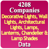 4208 Companies - Decorative Lights, Wall Lights, Architectural Lights, Lamps, Lanterns, Chandelier & Lamp Shades Data - In Excel Format
