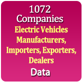 1072 Companies - Electric Vehicles Manufacturers, Importers, Exporters, Dealers & Distributors (All India) Data - In Excel Format