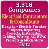 3,318 Companies - Electrical Contractors & Consultants (Deals in - Electric Turnkey Projects, Repairing Projects, Installation, Cabling, Wiring, AC, HVAC Projects & Much More) All India Data - In Excel Format