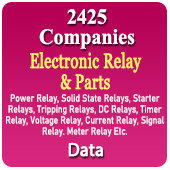 2425 Companies - Electronic Relay & Parts (Power Relay, Solid State Relay, Starter Relay, Tripping Relay, DC Relay, Timer Relay, Voltage Relay, Current Relay, Signal Relay, Meter Relay Etc.) Data - In Excel Format