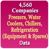 4,560 Companies - Freezers, Water Coolers, Chillers, Refrigeration Equipments & Spares Data - In Excel Format