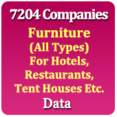 7204 Companies - Furniture (All Types) For Hotels, Restaurants & Tent Houses Etc. Data - In Excel Format