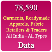 78,590 Retailers & Traders - Garments, Readymade, Apparels, Fabric Etc. (All India - All Types) Data - In Excel Format