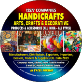 12,577 Companies - Handicrafts Arts, Crafts & Decorative Products & Accessories (All India- All Types) Data - In Excel Format