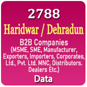 2788 HARIDWAR / DEHRADUN B2B Companies Data - In Excel Format