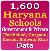 1,600 HARYANA Government & Private Schools (Faridabad, Gurgaon, Karnal, Bhiwani Etc.) Data - In Excel Format 