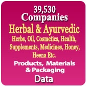 39,530 Companies - Herbal & Ayurvedic Products, Materials & Packaging Data (Herbs, Oil, Cosmetics, Health, Supplements, Medicines, Honey, Henna Etc.) - In Excel Format