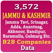 3,572 JAMMU & KASHMIR (Jammu Tavi, Srinagar, Adda, Anantnag, Akhnoor, Bandipur, Baramulla, Gulmarg Etc.) B2B Companies Data - In Excel Format