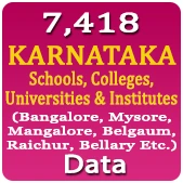 7,418 KARNATAKA Schools, Colleges, Universities & Institutes (Bangalore, Mysore, Mangalore, Belgaum, Raichur, Bellary Etc.) Data - In Excel Format