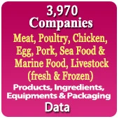 3,970 Companies - Meat, Poultry, Chicken, Egg, Pork, Sea Food & Marine Food, Livestock (Fresh & Frozen) Products, Ingredients, Equipments & Packaging Data - In Excel Format