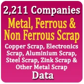 2,211 Companies - Metal, Ferrous & Non Ferrous Scrap (Copper Scrap, Electronics Scrap, Aluminium Scrap, Steel Scrap, Zink Scrap & Other Metal Scrap) Data - In Excel Format