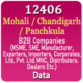 12406 CHANDIGARH / PANCHKULA / MOHALI B2B Companies (MSME, SME, Manufacturers, Exporters, Importers, Corporates, Ltd., Pvt. Ltd., MNC, Distributors, Dealers Etc.) Data - In Excel Format