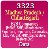 28,391 MADHYA PRADESH / CHHATTISGARH B2B Companies (MSME, SME, Manufacturers, Exporters, Importers, Corporates, Ltd., Pvt. Ltd., MNC, Distributors, Dealers Etc.) Data - In Excel Format