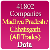 41802 Companies from MADHYA PRADESH / CHHATTISGARH Business, Industry, Trades ( All Types Of SME, MSME, FMCG, Manufacturers, Corporates, Exporters, Importers, Distributors, Dealers) Data - In Excel Format