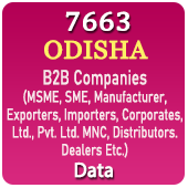 7663 ODISHA B2B Companies (MSME, SME, Manufacturers, Exporters, Importers, Corporates, Ltd., Pvt. Ltd., MNC, Distributors, Dealers Etc.) Data - In Excel Format