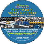 7,497 Companies - Pipes, Pumps, Valves & Fittings Products, Machinery & Materials Data (All Types) - In Excel Format