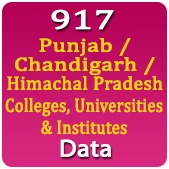 917 Punjab / Chandigarh / Himachal Pradesh Colleges, Universities & Institutes Data - In Excel Format