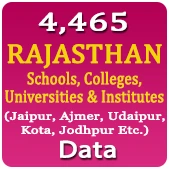 4,465 RAJASTHAN Schools, Colleges, Universities & Institutes (Jaipur, Ajmer, Udaipur, Kota, Jodhpur Etc.) Data - In Excel Format
