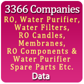 3,366 Companies - RO, Water Purifier, Water Filters, RO Candles, Membranes, RO Components & Water Purifier Spare Parts Etc. Data - In Excel Format