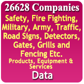 26,628 Companies Safety, Fire Fighting, Military, Army, Traffic, Road Signs, Detectors, Gates, Grills & Fencing Etc Data 