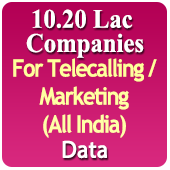 For Telecalling / Marketing Data From All India - 10.20 Lac B2B Companies Data - All Types Manufacturers, Exporters, Importers, Corporates, Distributors, Dealers, Retailers, Professionals Etc. - In Excel Format
