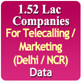 For Telecalling / Marketing Data From Delhi / Ncr - 1.52 Lac B2B Companies Data - All Types Manufacturers, Exporters, Importers, Corporates, Distributors, Dealers, Retailers, Professionals Etc. - In Excel Format