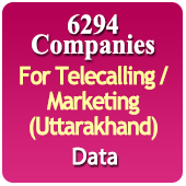 For Telecalling / Marketing Data From Uttarakhand - 6294 B2B Companies Data - All Types Manufacturers, Exporters, Importers, Corporates, Distributors, Dealers, Retailers, Professionals Etc. - In Excel Format