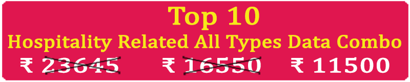 Top 10 Types Super Saving  Hospitality Related Products, Equipments, Materials, Decorative, Furnishing, Services Etc. Data Combo - In Excel Format