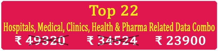 Top 22 Types Super Saving  » Hospitals, Medical, Clinics, Health & Pharma Companies Products, Equipments, Machinery & Materials Data Combo - In Excel Format