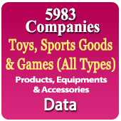 5983 Companies - Toys, Sports Goods & Games (All Types) Products, Equipments & Accessories Data - In Excel Format