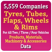 5,559 Companies - Tyres, Tubes, Flaps, Wheels & Rims For All Two/ Three / Four Vehicles - Products, Materials, Machinery & Accessories Data - In Excel Format