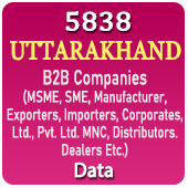 5838 UTTARAKHAND B2B Companies (MSME, SME, Manufacturers, Exporters, Importers, Corporates, Ltd., Pvt. Ltd., MNC, Distributors, Dealers Etc.) Data - In Excel Format