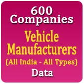 600 Companies - Vehicle Manufacturers (All Types) Data - In Excel Format