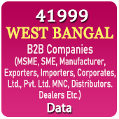 41,999 WEST BENGAL (KOLKATA, HOWRAH, SILIGURI Etc.) B2B Companies Data - In Excel Format